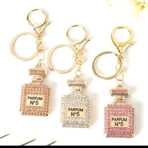 New Sparkling Luxury Rhinestone Perfume Bottle Key Ring / Bag Charm unbranded
